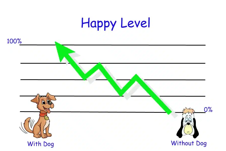 Happy level chart of dog owners compared to non-dog owners for scoop masters pet waste removal company