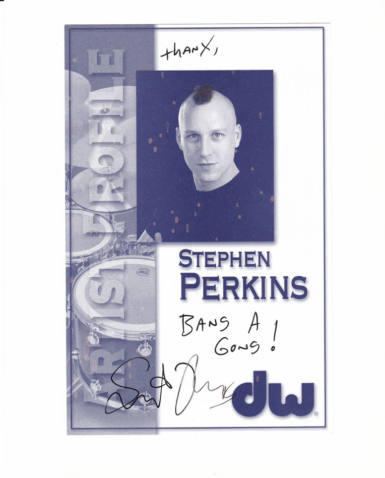 Signed picture of Stephen Perkins for Scoop Masters pooper scooper service