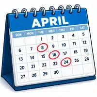 Image of calendar showing service days for commercial pooper scooper service from scoop Masters